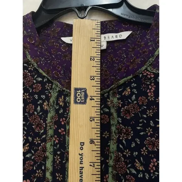 Veronica Beard Xanita Dress Womens 10 Multi Floral Mini Button Down Peasant Boho - Picture 9 of 16